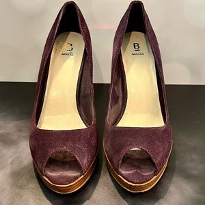 Eggplant suede high heels - size 8